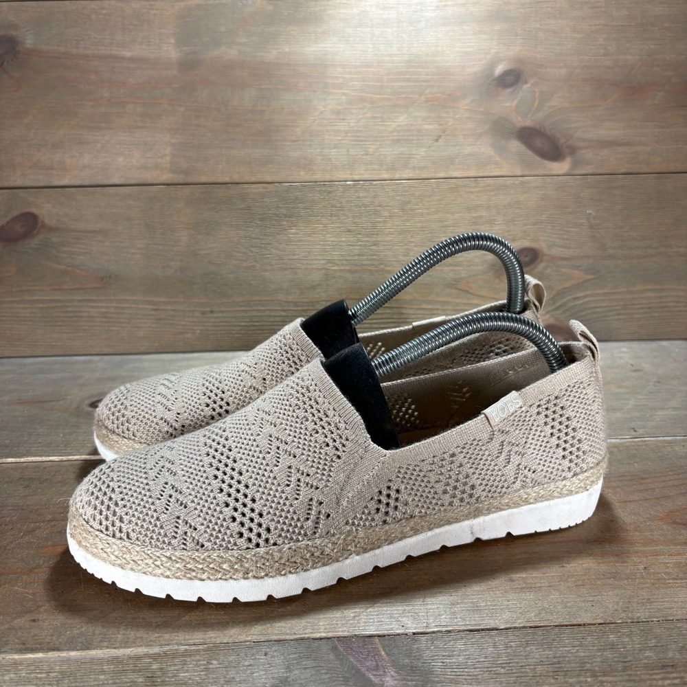 Skechers BOBS Flexpadrille Womens size 7 shoes Beige Knit Espadrille sneakers